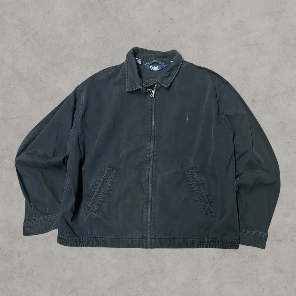 Polo Ralph Lauren Harrington Jacket Men XXL Black Vintage 90s Full Zip Pony Logo